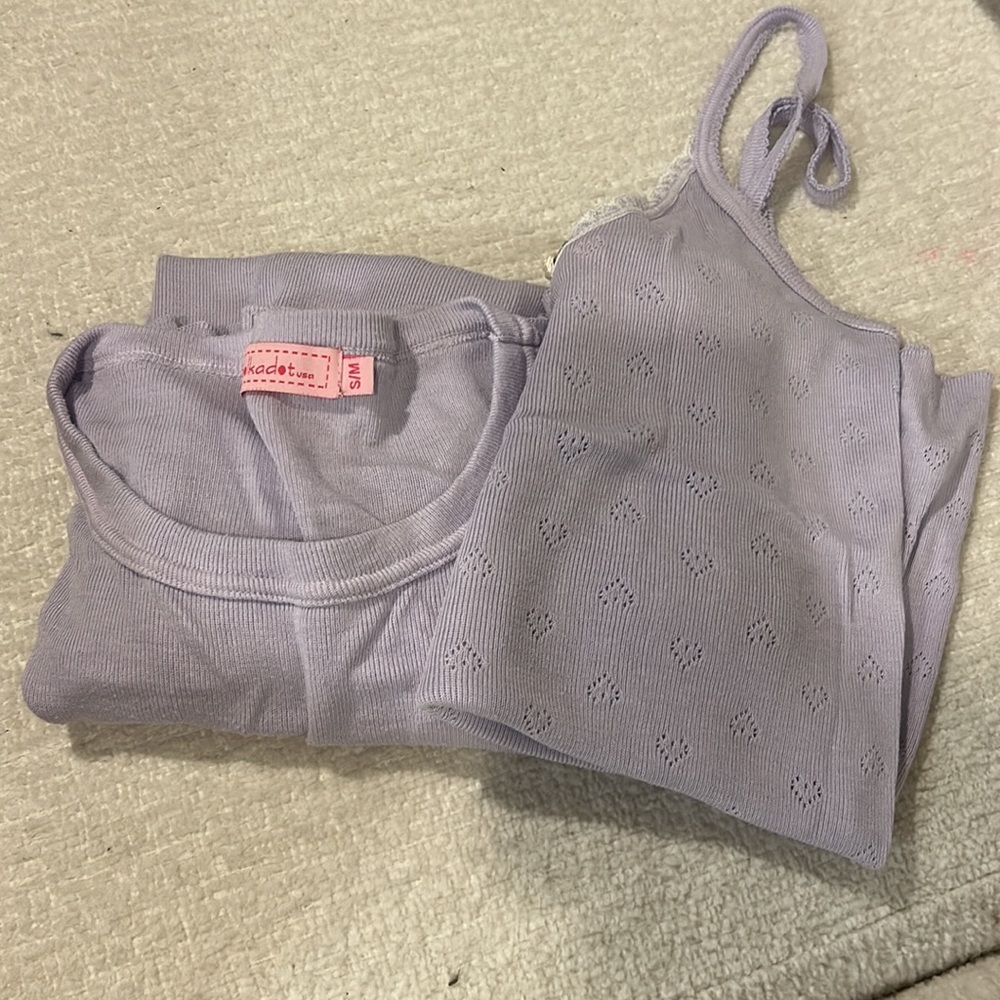 Polkadot england slouchy lavender tops